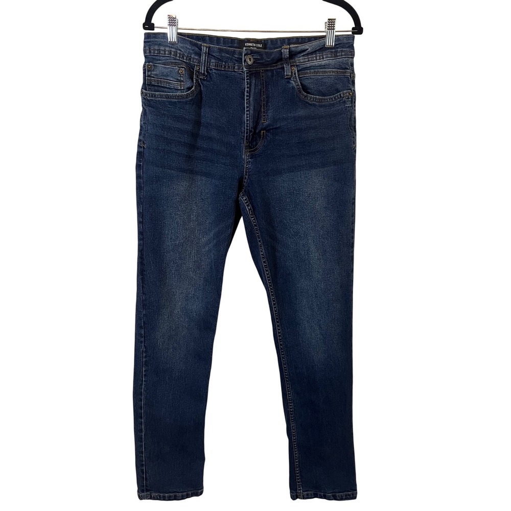 Kenneth Cole Jeans 34x32 Straight Leg Classic Medium Wash Blue Denim